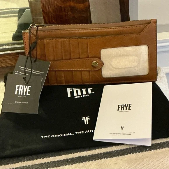 *FLASH SALE* NWT Frye Melissa Leather Snap Card Wallet Cognac Brown Retail $98 - Picture 10 of 12